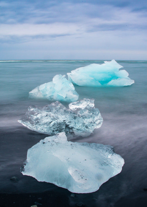 Icebergs in the Surf - Jökulsárlón, Iceland