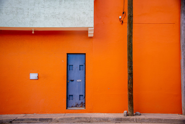 Minimalist Door in Orange & Purple - Oaxaca, Mexico