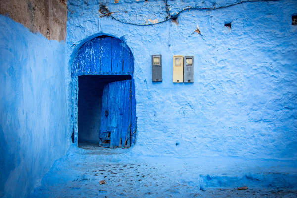 Minimalist Blue Door - Chefchauoen, Morocco by Jenny Nordstrom