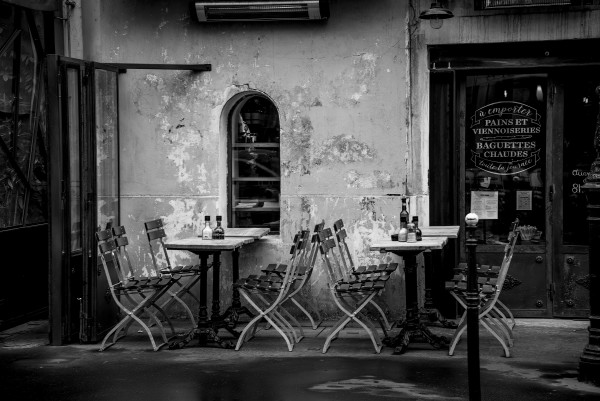 Empty Cafe - Paris, France (black and white version)