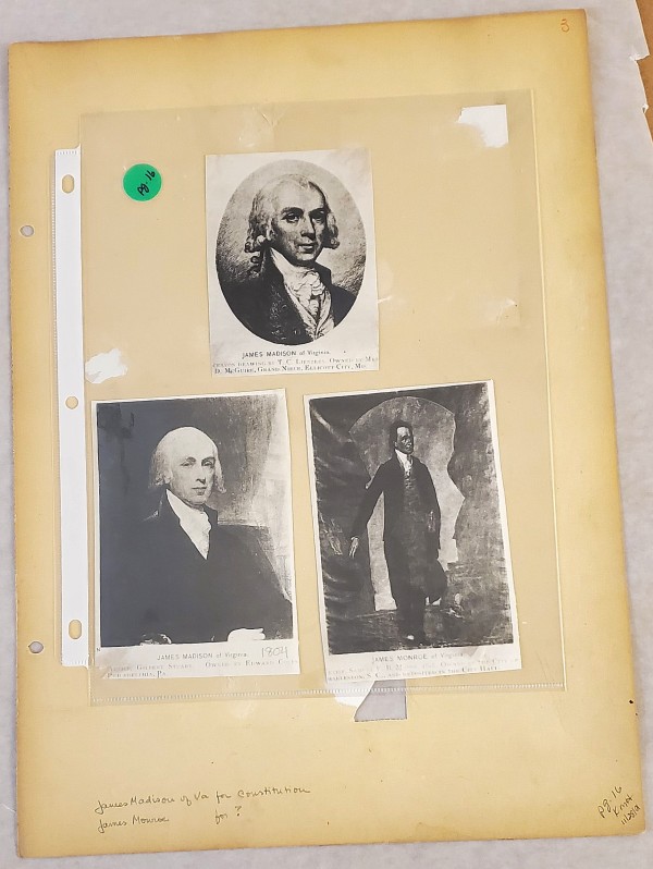 P. 16 2 photos of James Madison of VA and 1 of James Monroe for Constitution by Barry Faulkner