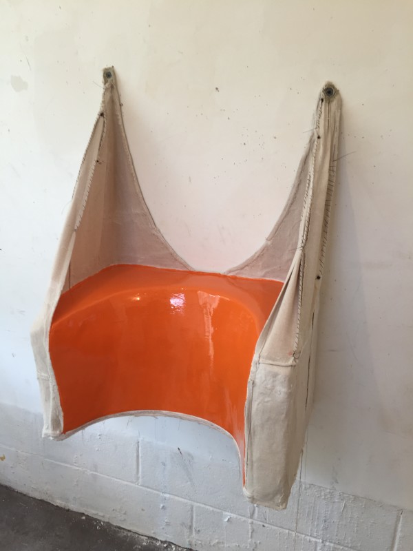 Cut Bag Painting (concave orange) by Howard Schwartzberg