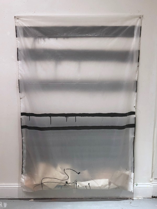 Transparent Bag Painting (black stripes)