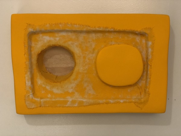 Sunken Bandage Painting (yellow circle sunken and protruded) by Howard Schwartzberg