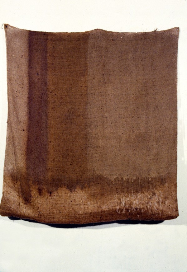 Inside-Out Burlap Bag Painting (small beige) by Howard Schwartzberg