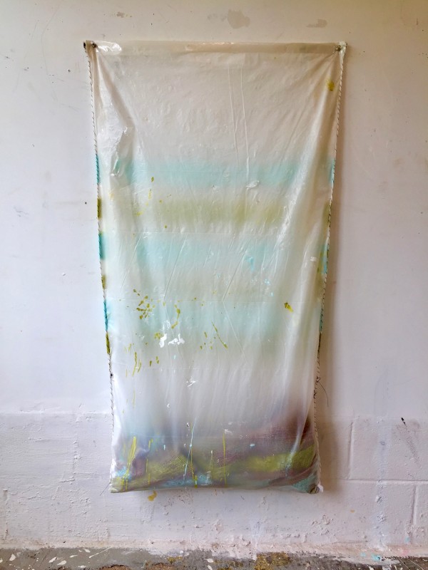 Transparent Bag Painting (light blue and green stripes)