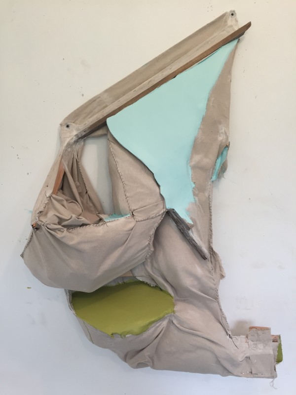 Bag Painting (light blue open over green and pouch) by Howard Schwartzberg
