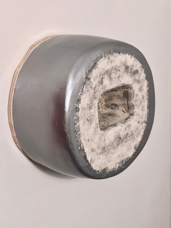 Sunken Bandage Painting (Round Silver) by Howard Schwartzberg