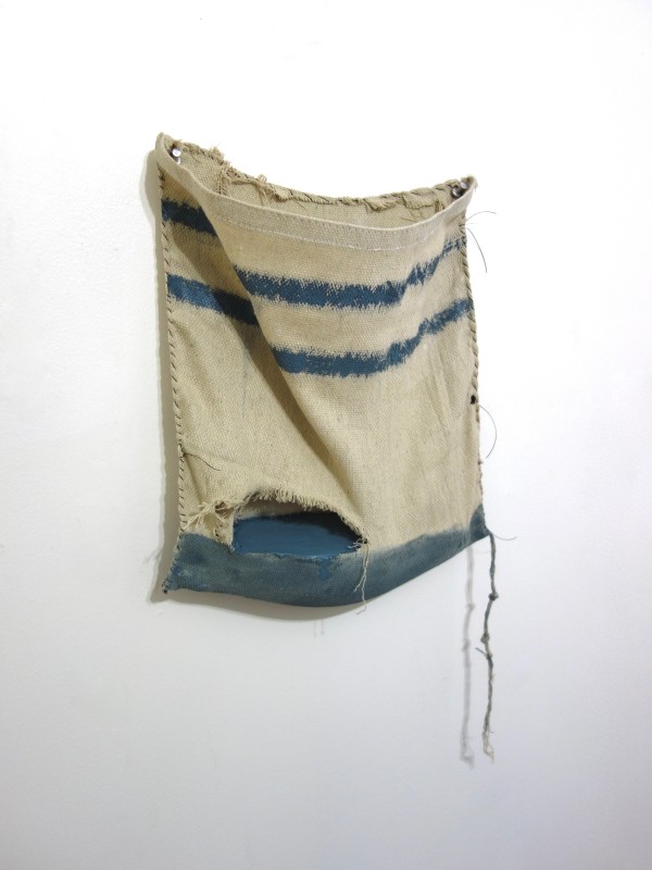 Pouch Painting (blue/grey stripes and slit) by Howard Schwartzberg