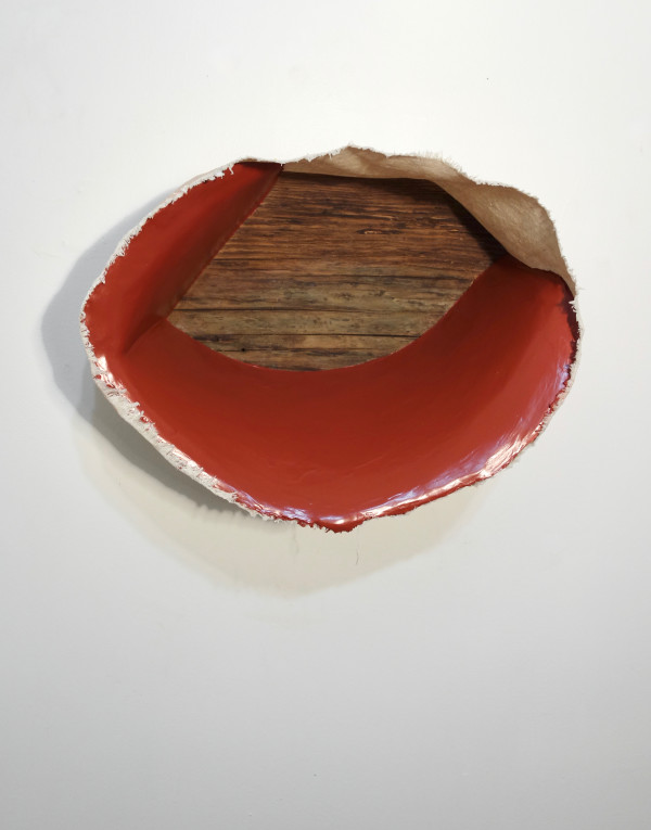 Open Space Bandage Painting (sienna red oval) by Howard Schwartzberg