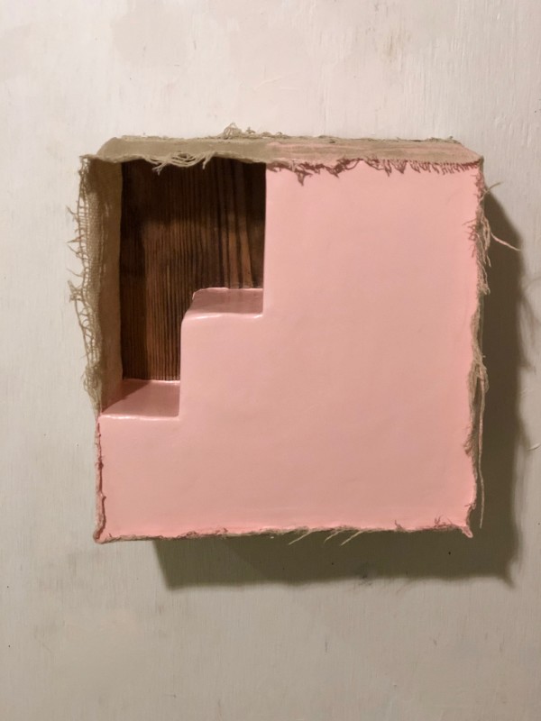 Open Space Bandage Painting (Pink Steps) by Howard Schwartzberg