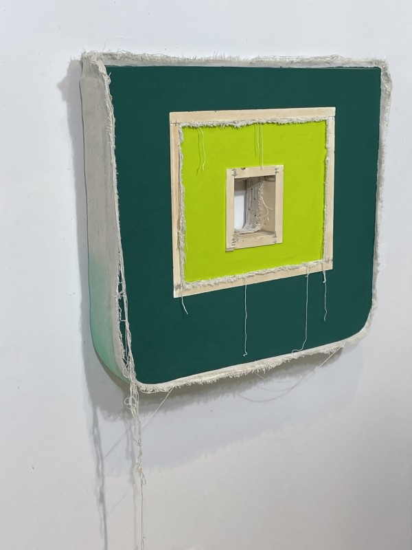 Double Inverted Reversed Painting (yellow green inside dark green) by Howard Schwartzberg