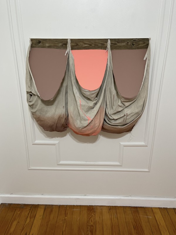 Triple Incline Bag Painting (orange/pink between brown) by Howard Schwartzberg