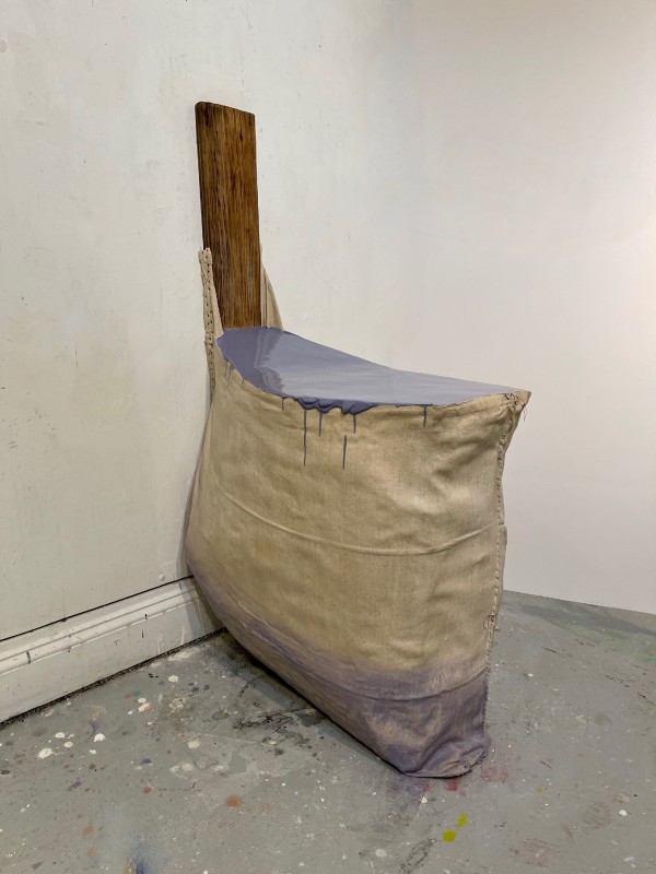 Bag Painting with Vertical Wood (grey purple gloss) by Howard Schwartzberg