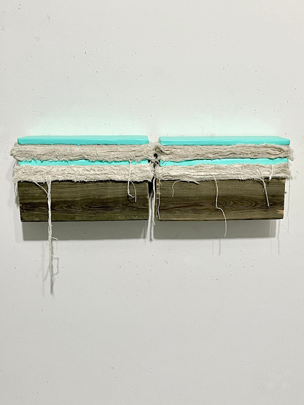 Bed Painting (aqua mint) Stripes by Howard Schwartzberg
