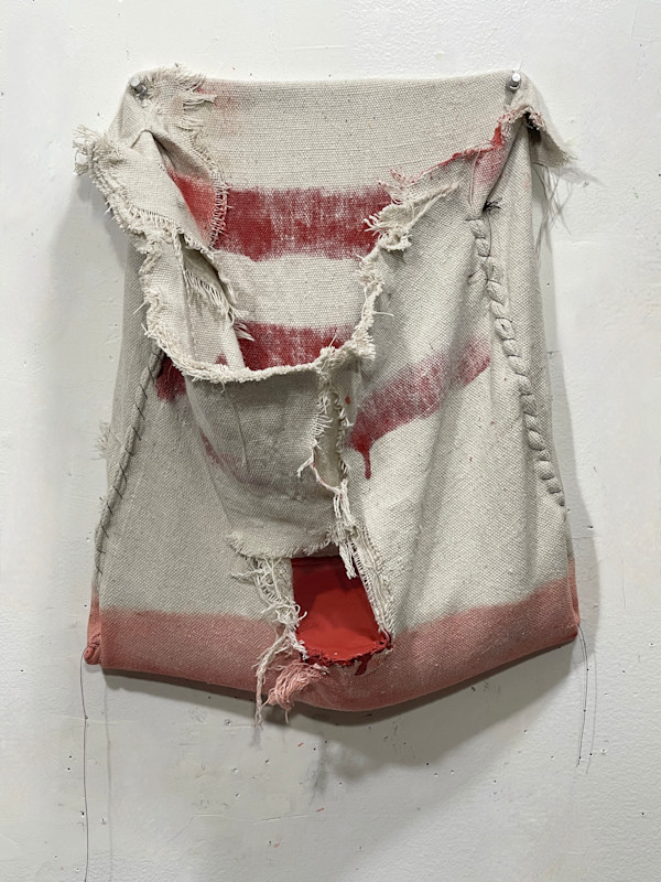 Pouch Painting  (red oxide with stripes) by Howard Schwartzberg