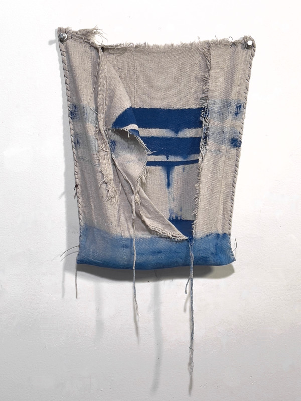 Pouch Painting (blue stripes) by Howard Schwartzberg