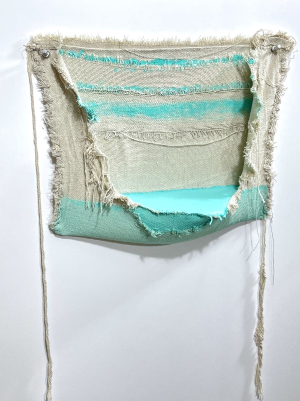 Pouch Painting (cool aqua with stripes) by Howard Schwartzberg