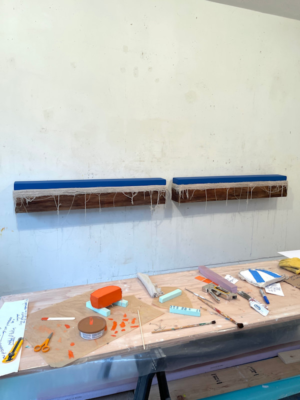 Double Bed Painting (blue) by Howard Schwartzberg, Image 5.