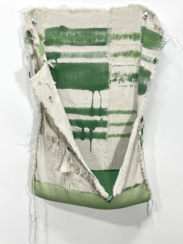 Pouch Painting (green with stripes) by Howard Schwartzberg