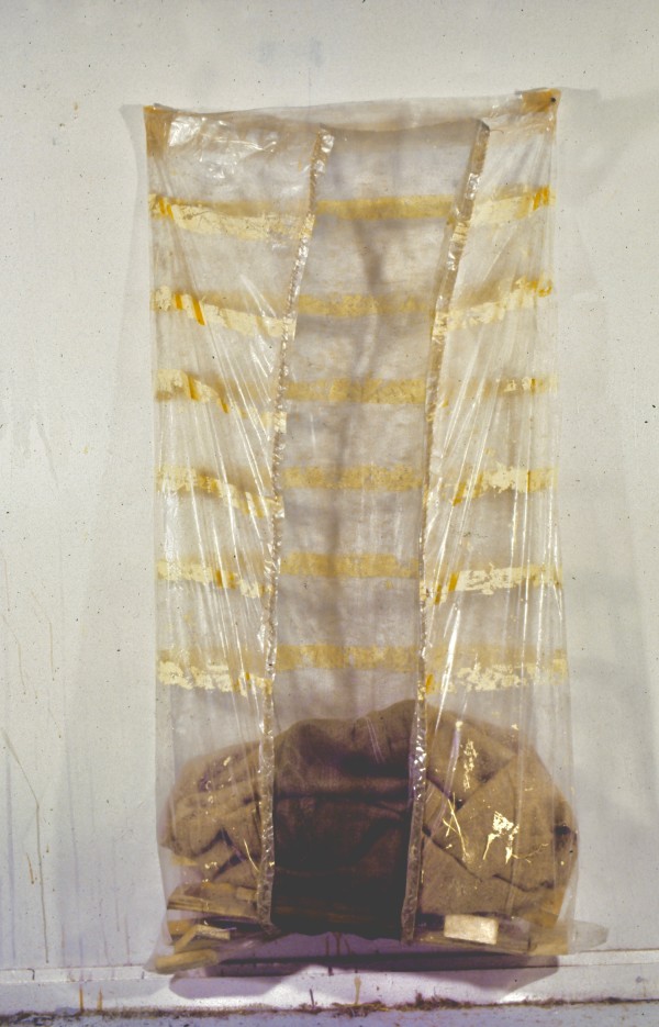 Transparent Plastic Bag Painting (yellow stripes)