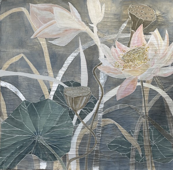 Lotus Dalliance Tapestry by Roberta Ahrens