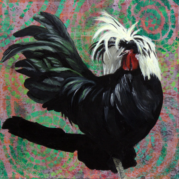 Day 76 - Polish Crested Chicken by Lorelle Carr