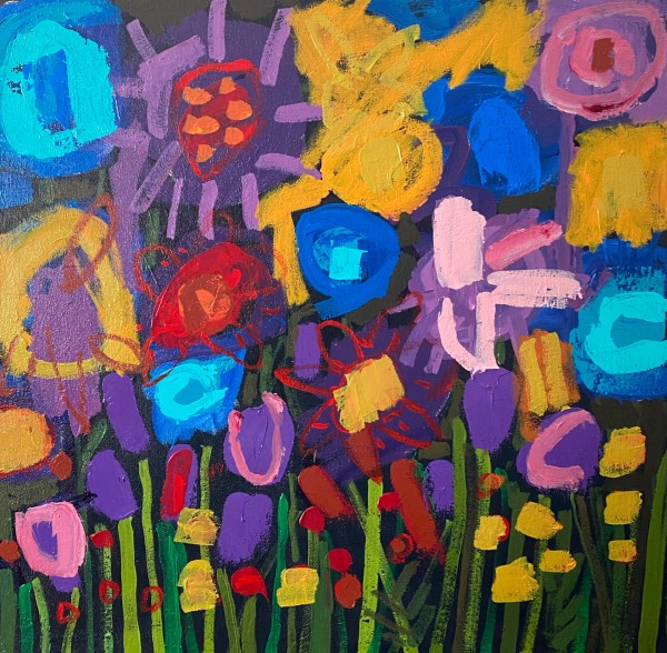 Violet and Yellow Floral by Sheryl Siddiqui Art