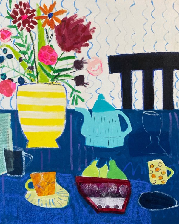 Afternoon Tea Yellow Vase. by Sheryl Siddiqui Art