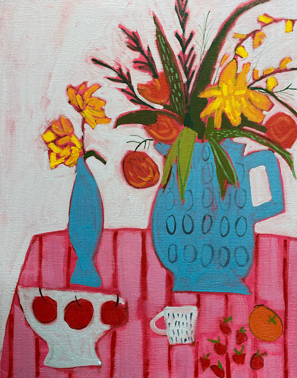 Floral with Apples and Strawberries by Sheryl Siddiqui Art