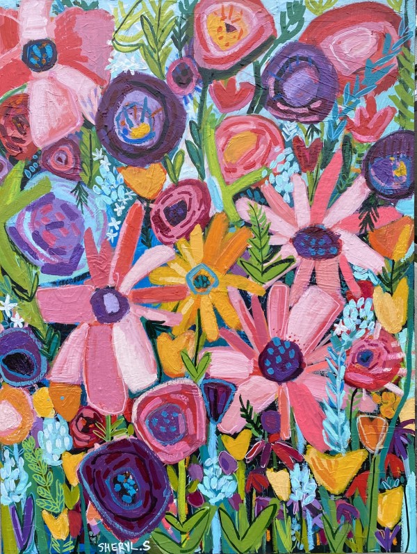 Pink and Magenta Blooms by Sheryl Siddiqui Art