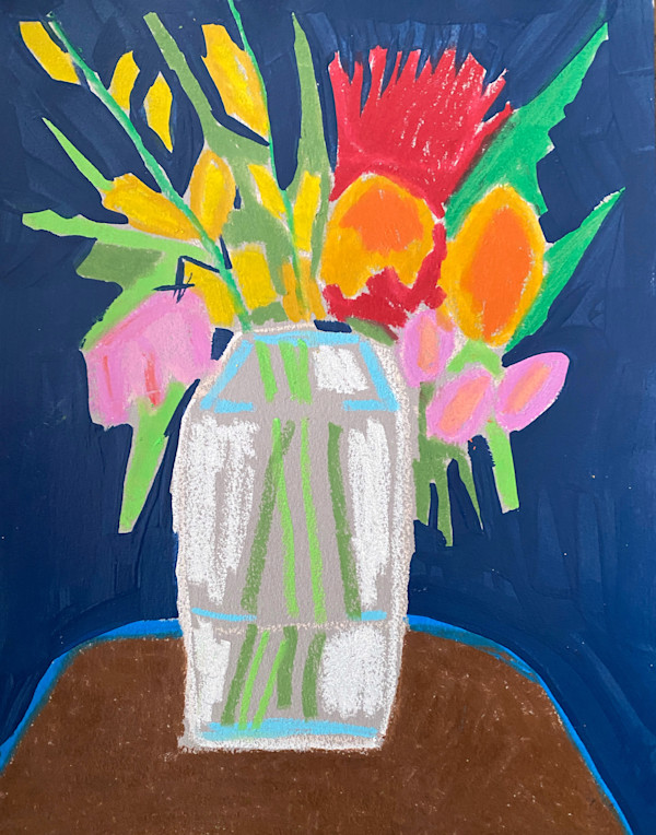 Navy and Brown floral by Sheryl Siddiqui Art