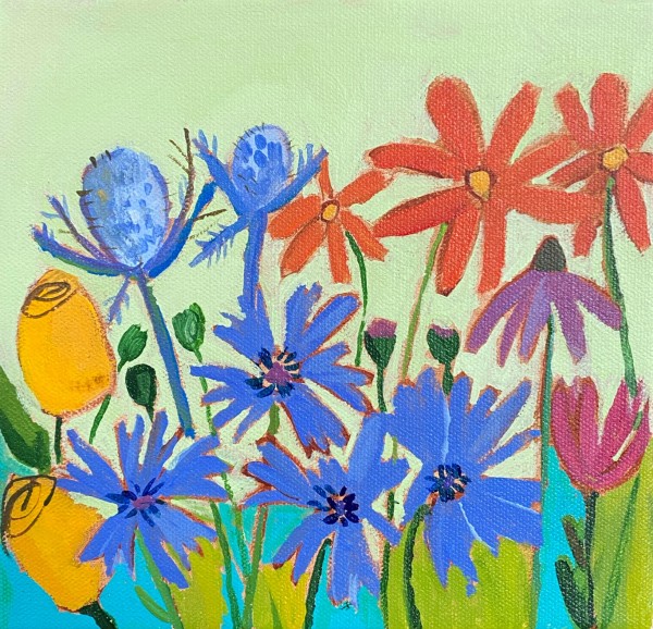 Cornflower and Seaholly by Sheryl Siddiqui Art