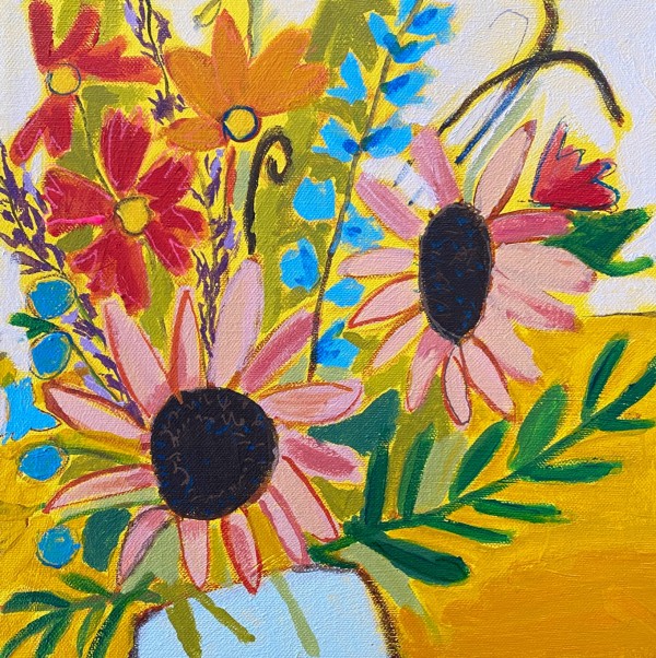 Pink Sunflowers by Sheryl Siddiqui Art