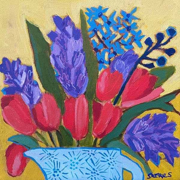 Tulips and Hyacinths on Yellow by Sheryl Siddiqui Art