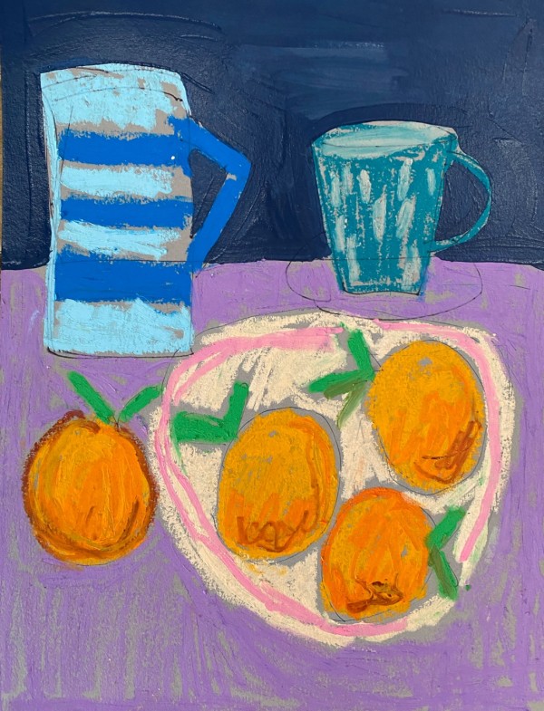 Oranges on Purple by Sheryl Siddiqui Art