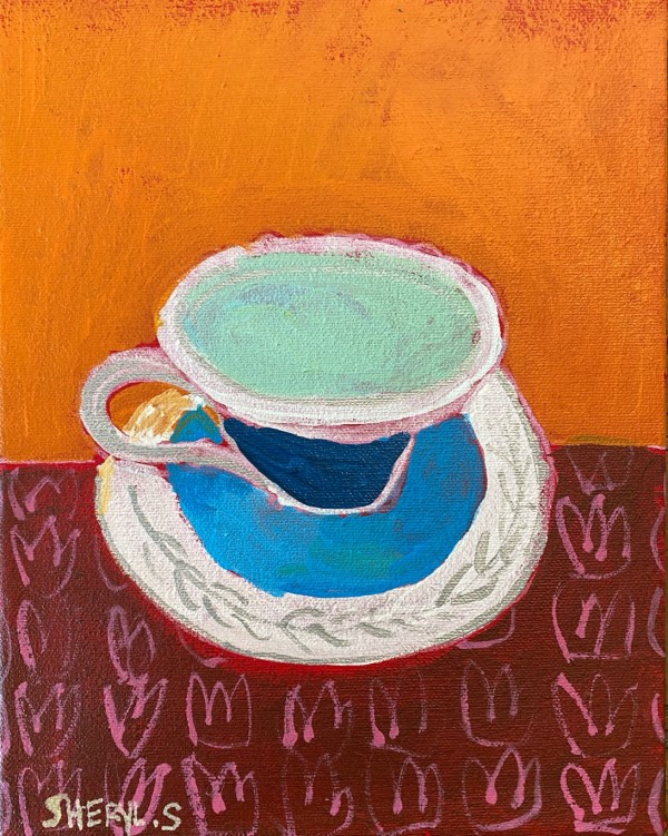Antique Teacup Orange and Red by Sheryl Siddiqui Art