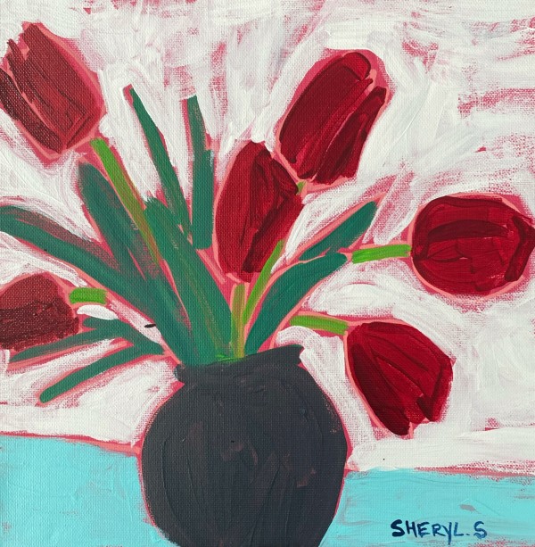 Red Tulips by Sheryl Siddiqui Art