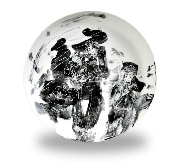 Fleeing Refugees black by Gail Altschuler, Image 1.