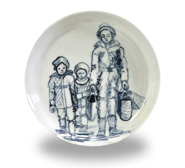 Refugee Plates - Blue,  Glazed, Image 1.
