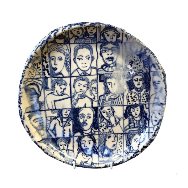 Zoom plate blue, smooth edge  Stoneware by Gail Altschuler, Image 2.