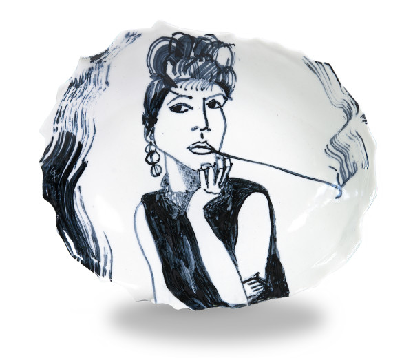 Audrey Hepburn smoking plate SOLD BAF Chelsea 2024 by Gail Altschuler, Image 16.