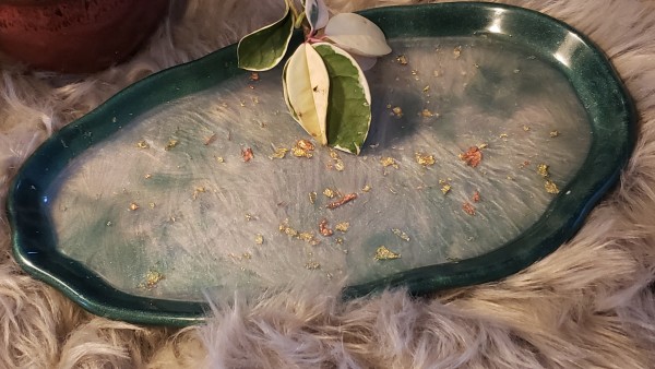 Oval jade tray by Bobbie Bonita