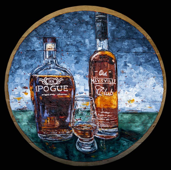 Old Pogue & Old Maysville Original Barrelhead Painting by Kim Perry