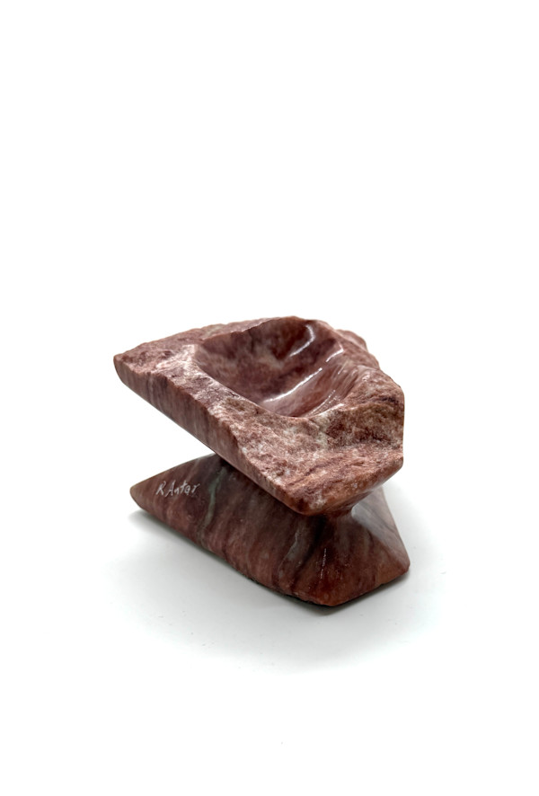 Salt Cellar raspberry alabaster triangle by Robin Antar, Image 3.