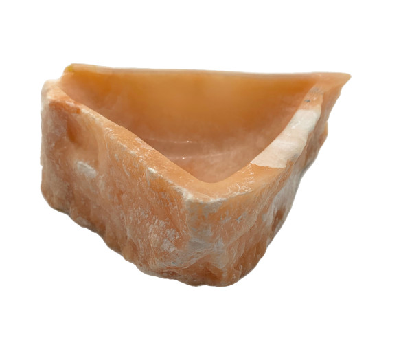 STONE CARVED APRICOT COLORED / ALABASTER PIECE by Robin Antar