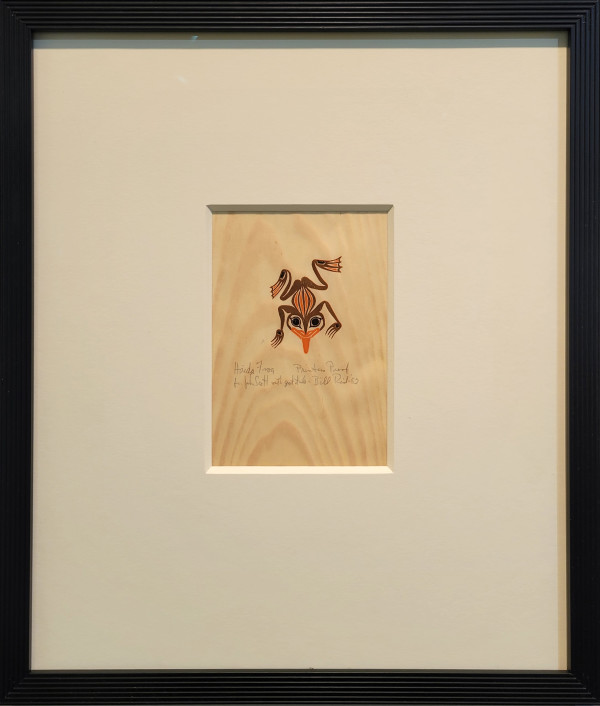 Haida Frog Hikkyaan Qqusttaan, Cedar, Signed Front by Bill Reid (1920-1998)