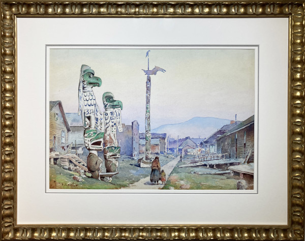 Vue d’Alert Bay. Totem poles, vers 1925 by Marius Hubert-Robert (1885 – 1966)