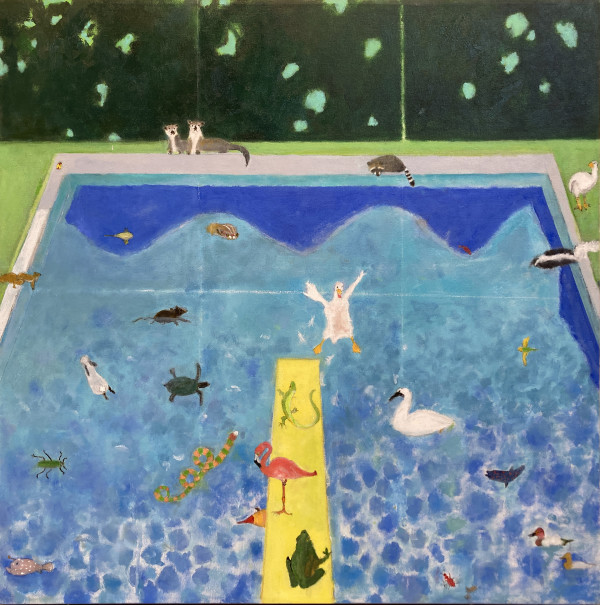 Hockney Shares His Pool by Marie H Becker