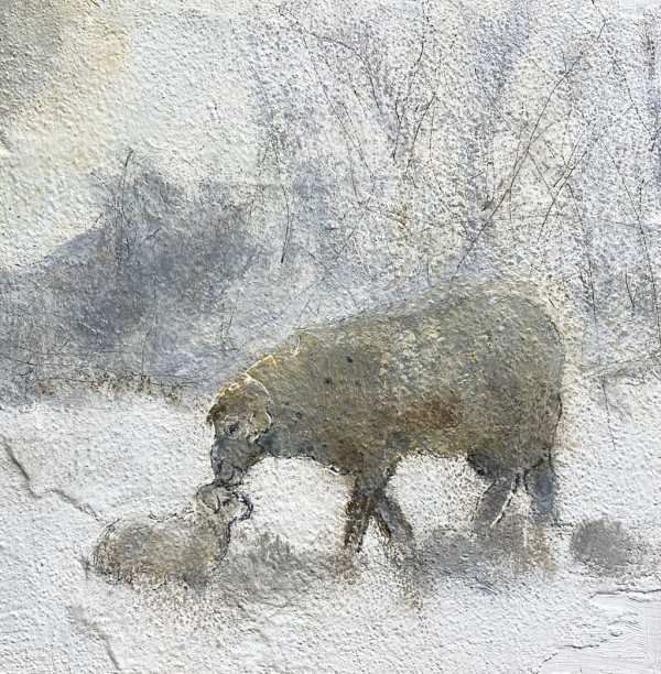 Sheep in Snow by Marie H Becker